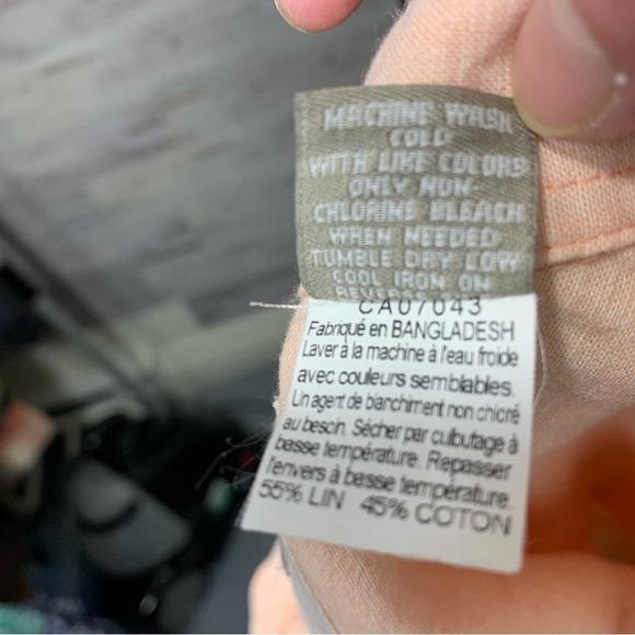 Bruno Men's Shirt Sz XL Peach Casual Button Up Linen Cotton Blend Short Sleeve - Picture 10 of 12